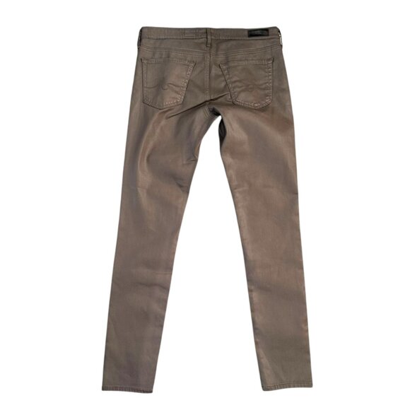 AG Adriano Goldschmied Women's Sz 27 Faux Leather Brown Skinny Ankle Legging - Picture 2 of 6
